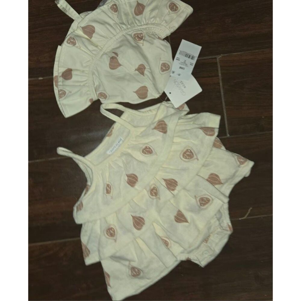 NEW Baby Girls Sz 18 Months Off White Tiered Dress & Cap 2 Pc Set GRAYSON MINI
